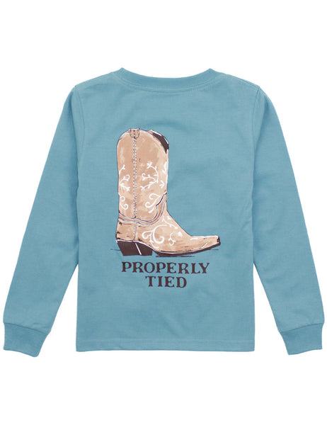 Properly Tied Girls Cowgirl Boot LS Tee