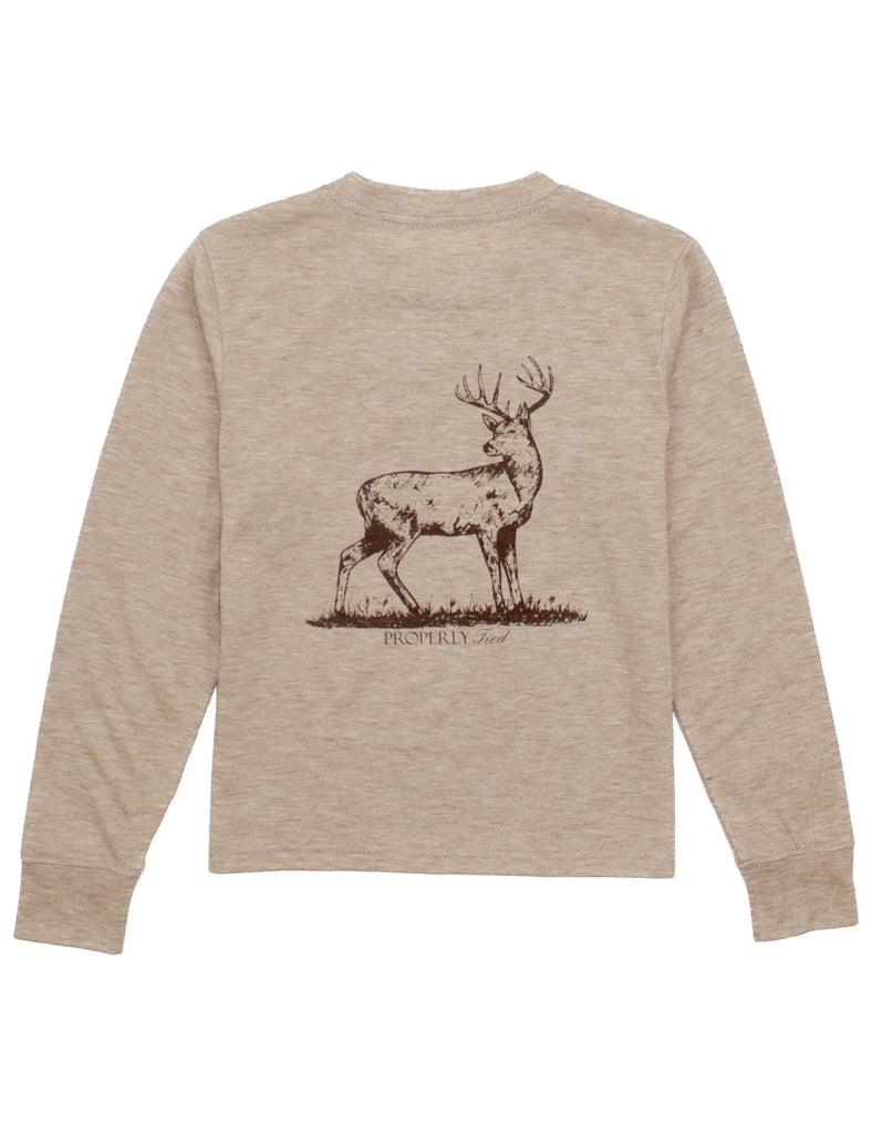 Properly Tied Boys Portland Pocket  LS Whitetail Tee